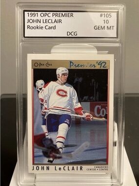 Premier '92 John LeClair Rookie Card - White/Red